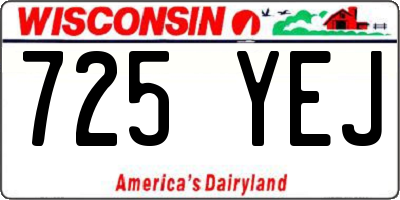 WI license plate 725YEJ
