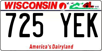 WI license plate 725YEK