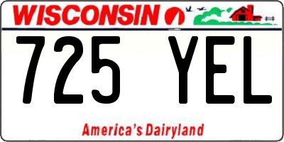 WI license plate 725YEL