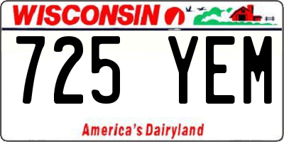 WI license plate 725YEM