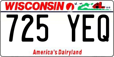 WI license plate 725YEQ