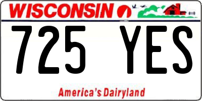 WI license plate 725YES