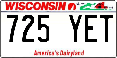 WI license plate 725YET