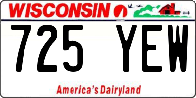 WI license plate 725YEW