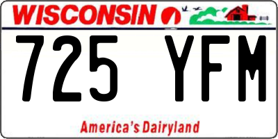 WI license plate 725YFM