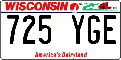 WI license plate 725YGE