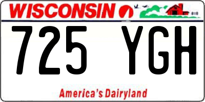 WI license plate 725YGH