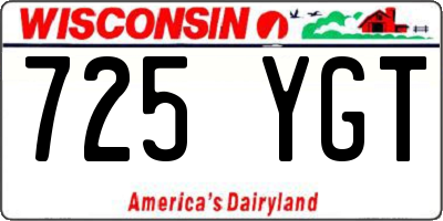 WI license plate 725YGT