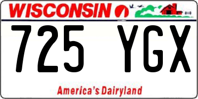WI license plate 725YGX