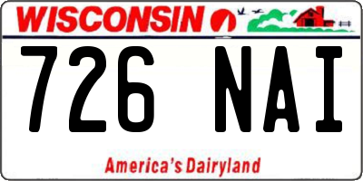 WI license plate 726NAI