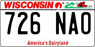 WI license plate 726NAO