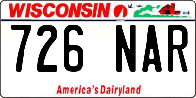 WI license plate 726NAR