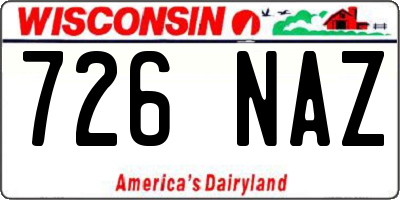 WI license plate 726NAZ