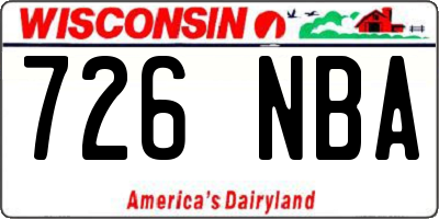 WI license plate 726NBA