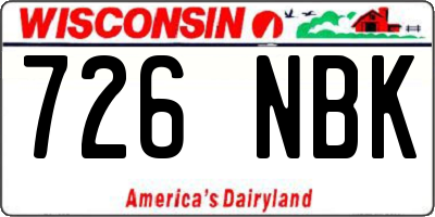 WI license plate 726NBK