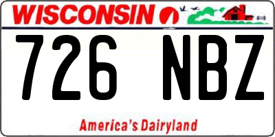 WI license plate 726NBZ