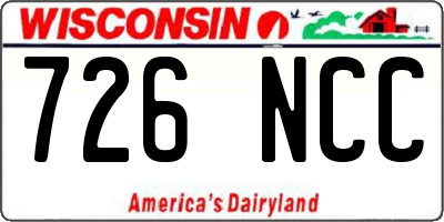 WI license plate 726NCC