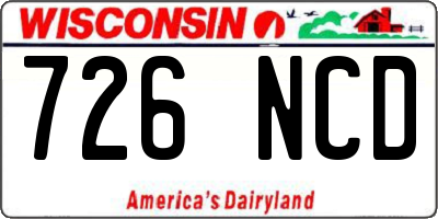 WI license plate 726NCD