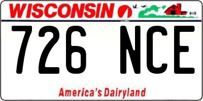 WI license plate 726NCE