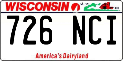 WI license plate 726NCI