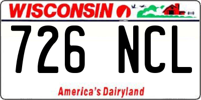 WI license plate 726NCL