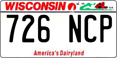 WI license plate 726NCP
