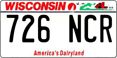 WI license plate 726NCR