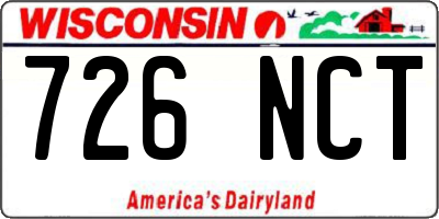 WI license plate 726NCT