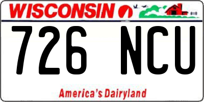 WI license plate 726NCU