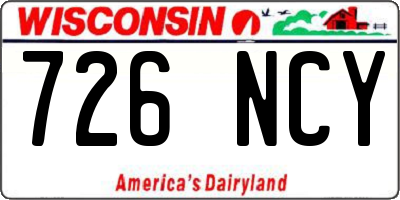 WI license plate 726NCY