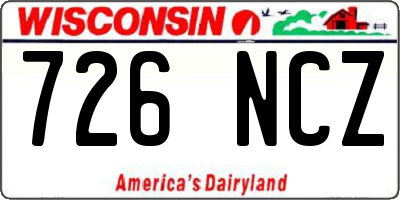 WI license plate 726NCZ
