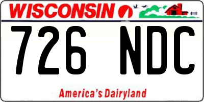 WI license plate 726NDC