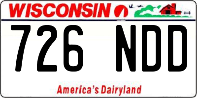 WI license plate 726NDD