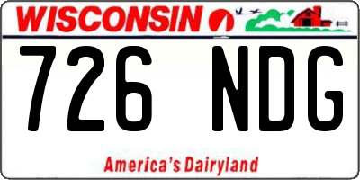 WI license plate 726NDG