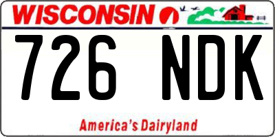 WI license plate 726NDK