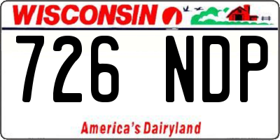 WI license plate 726NDP