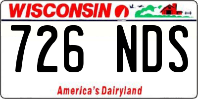 WI license plate 726NDS