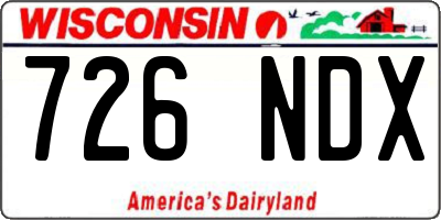 WI license plate 726NDX