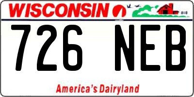 WI license plate 726NEB