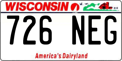 WI license plate 726NEG
