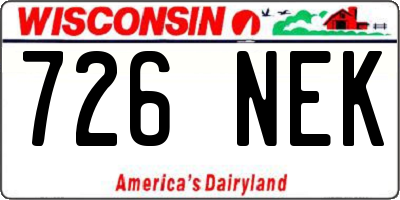 WI license plate 726NEK