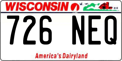 WI license plate 726NEQ