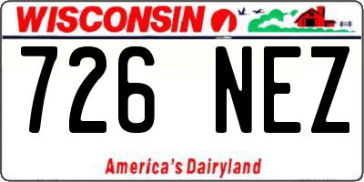 WI license plate 726NEZ