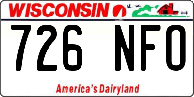 WI license plate 726NFO