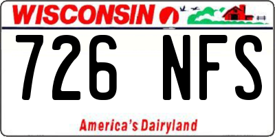 WI license plate 726NFS