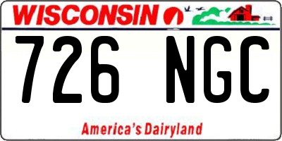 WI license plate 726NGC