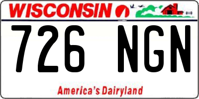 WI license plate 726NGN