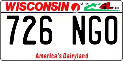 WI license plate 726NGO