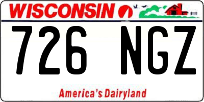 WI license plate 726NGZ
