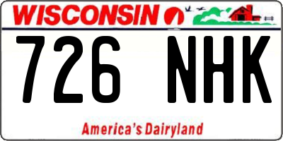 WI license plate 726NHK